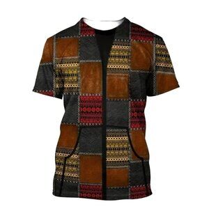 Tribal Men's Geometric Pattern Short Sleeve T-Shirt Size XL Polyester Tee